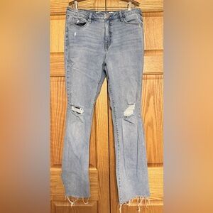 Seven7 Medium Blue Ripped Slim Flare Jeans